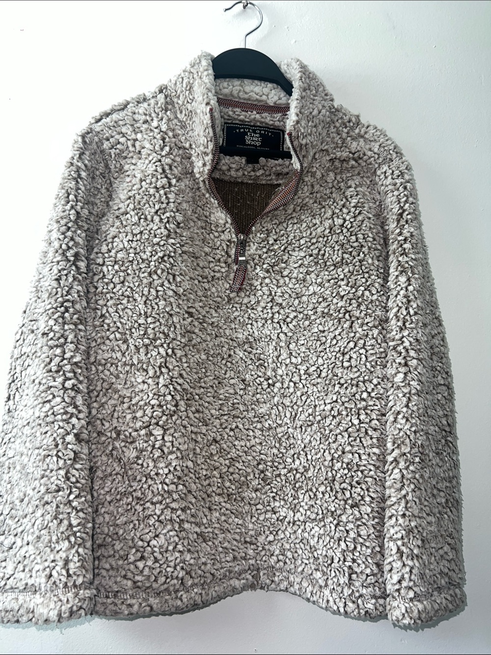 True Grit unisex Sherpa Zip-Up Pullover - Light Taupe